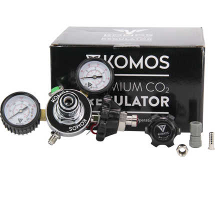 KOMOS® Premium Dual Gauge CO2 Regulator | Tool-Free One-Handed Tank Connection | 0–60 PSI