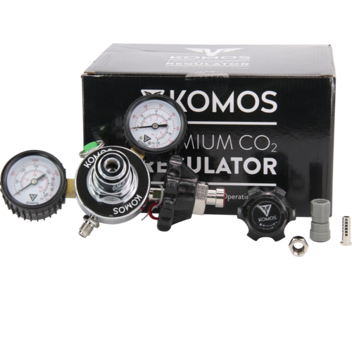 KOMOS® Premium Dual Gauge CO2 Regulator | Tool-Free One-Handed Tank Connection | 0–60 PSI