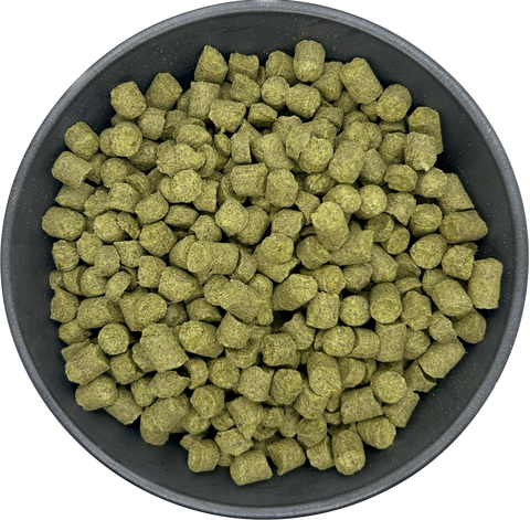 Simcoe® Pelletized Hops.  An American dual purpose hop with a high alpha acid percentage (12-14%). Simcoe® was developed by Yakima Chief Ranches and released in 2000.  It is known for its brewing versatility and unique aroma characteristics.  Simcoe® (YCR 14) continues to rise in popularity becoming one of the top ten varieties in the craft and home brewing industries.