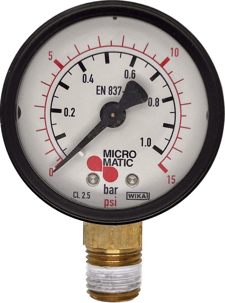 Marshall Instruments CW00015 0-15 PSI Fuel Pressure Gauge - Liquid Filled, Stainless Steel
