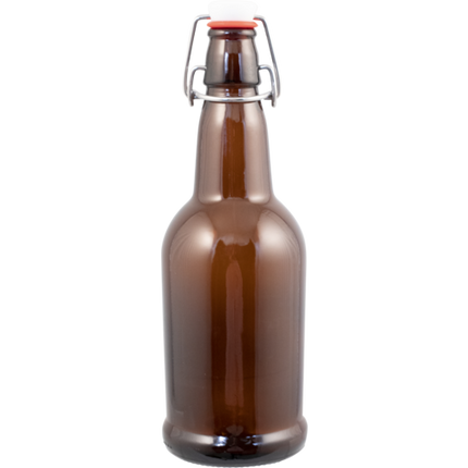 16 oz. Amber Pop Tops Swing Top Bottles - Case of 12